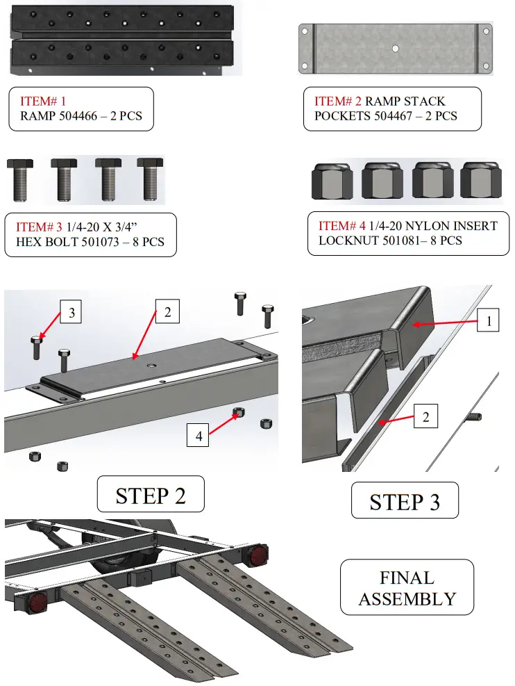 STIRLING 504468 Galvalume 36 Inch Ramps for Kit Trailers