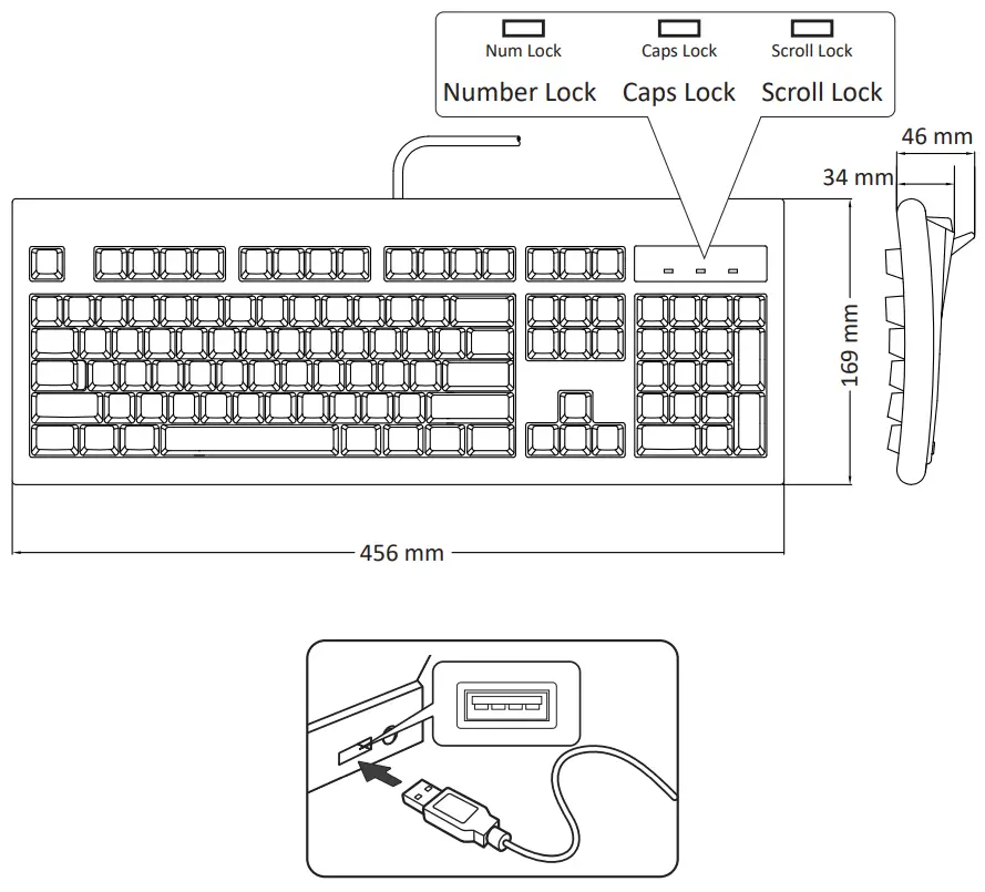 perixx PB 106 Wired Full-sized Membrane Keyboard - fig