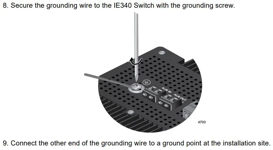 Allied Telesis IE340 Industrial Ethernet Layer 3 Switches Installation Guide - Connecting the Grounding Wire
