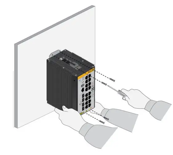 Allied Telesis IE340 Industrial Ethernet Layer 3 Switches Installation Guide - Have a person hold the switch on the concrete wall at the selected