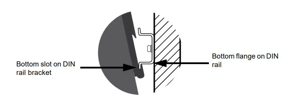 Allied Telesis IE340 Industrial Ethernet Layer 3 Switches Installation Guide - Hook the bottom flange on the DIN rail