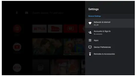 TCL androidtv -Using System Settings menu
