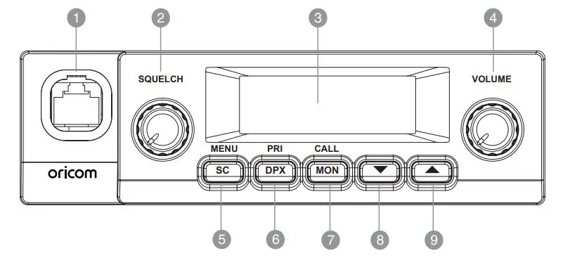 oricom UHF025 Compact 5 Watt UHF CB Radio - Front View