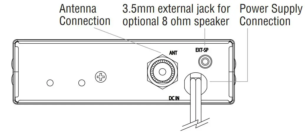 oricom UHF025 Compact 5 Watt UHF CB Radio - Rear View