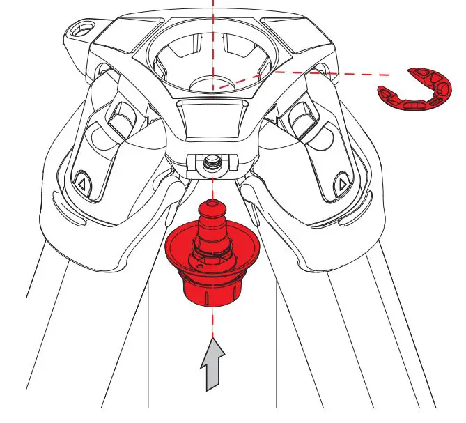 Sachtled aktiv bowl connector 75 mm 100 mm - Insert the Bowl Connector through the underside of the tripod bowl