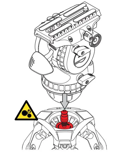 Sachtled aktiv bowl connector 75 mm 100 mm - Lower the head onto the Bowl Connector and carefully lower the Speed Level Lever.