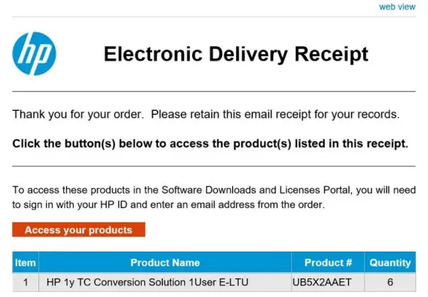 Electronic Delivery Receipt