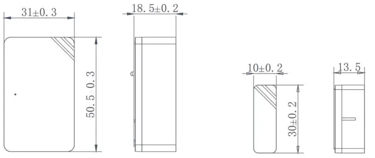 Milesight WS301 Magnet Contact Switch - Dimensions (mm)