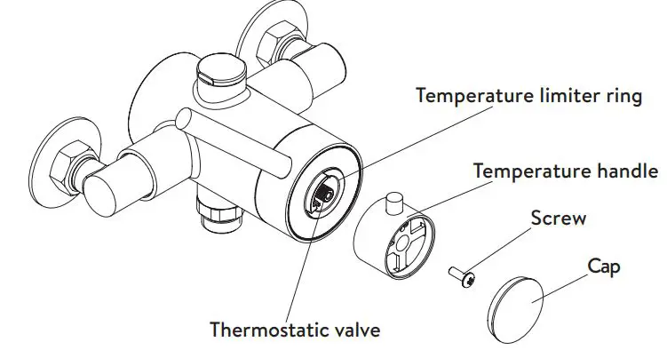 AQUALISA 11642 Concealed Exposed Concentric Valve with Adjustable Kit User Guide - Refit the temperature knob by depressing