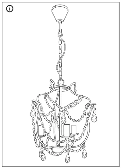 IKEA 800.894.61 KRISTALLER Chandelier 3-Armed fig 8