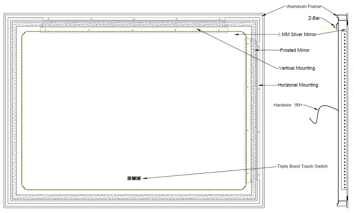 exbriteusa LED Mirror Instruction Manual :LDJSBM3648DKSXFLX