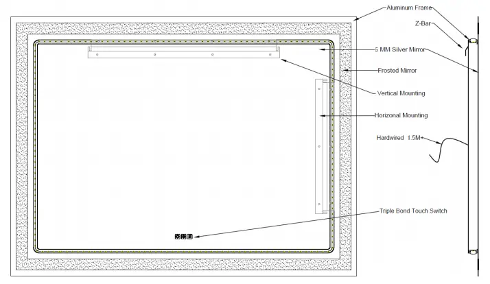 exbriteusa LED Mirror Instruction Manual LDJSBM4836DKSXBLX