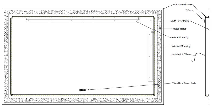 exbriteusa LED Mirror Instruction Manual LDJSBM6036DKSXBLX