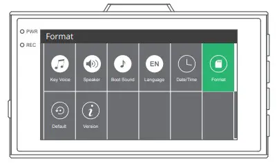 KINGSLIM D2 Dual Dash Cam Settings page