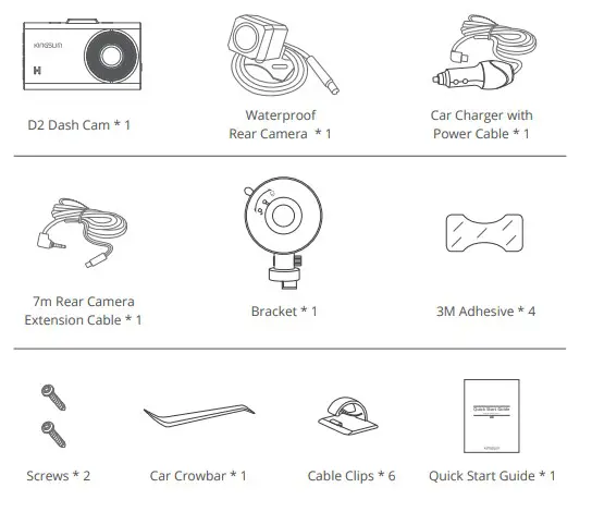 KINGSLIM D2 Dual Dash Cam