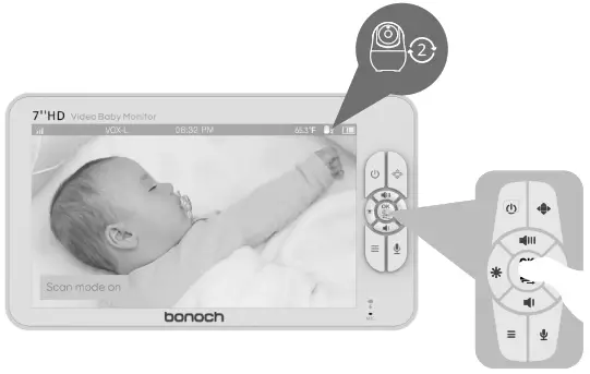 bonoch 7 720P HD Video Baby Monitor - Connect the AC power16