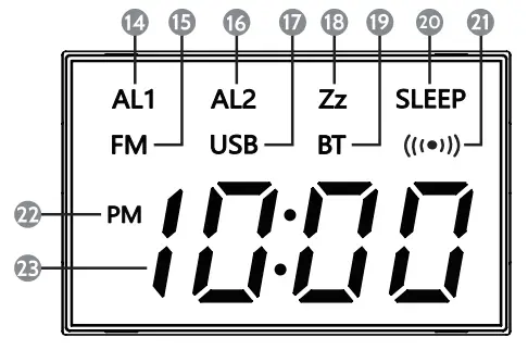 i Box Awake Radio Alarm Clock with Wireless Charging - Display