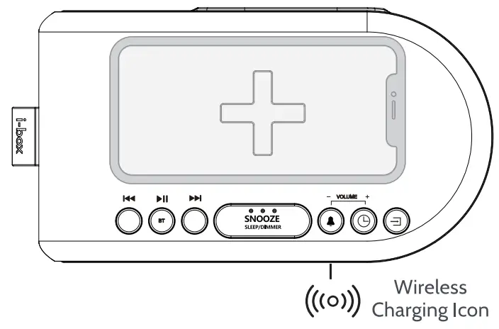 i Box Awake Radio Alarm Clock with Wireless Charging - Wireless