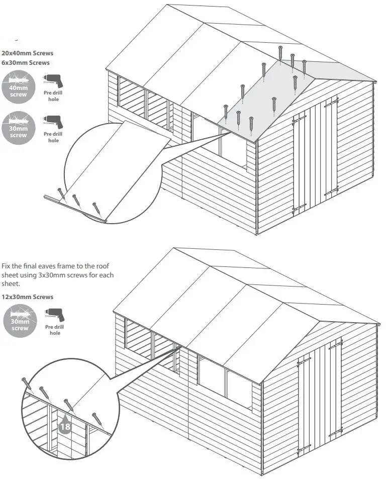 Mercia Garden Overlap Apex Shed Instruction Manual - Attach another roof sheet ontop of the