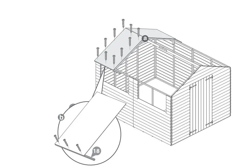 Mercia Garden Overlap Apex Shed Instruction Manual - Place two roof sheets ontop of the