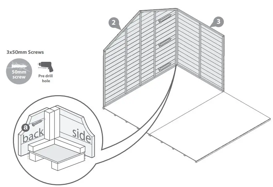 Mercia Garden Overlap Apex Shed Instruction Manual - Position the panels so there is equal spacing between the oor and cladding on all 4 sides