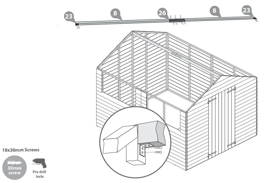 Mercia Garden Overlap Apex Shed Instruction Manual - Ridge Bar Assembly
