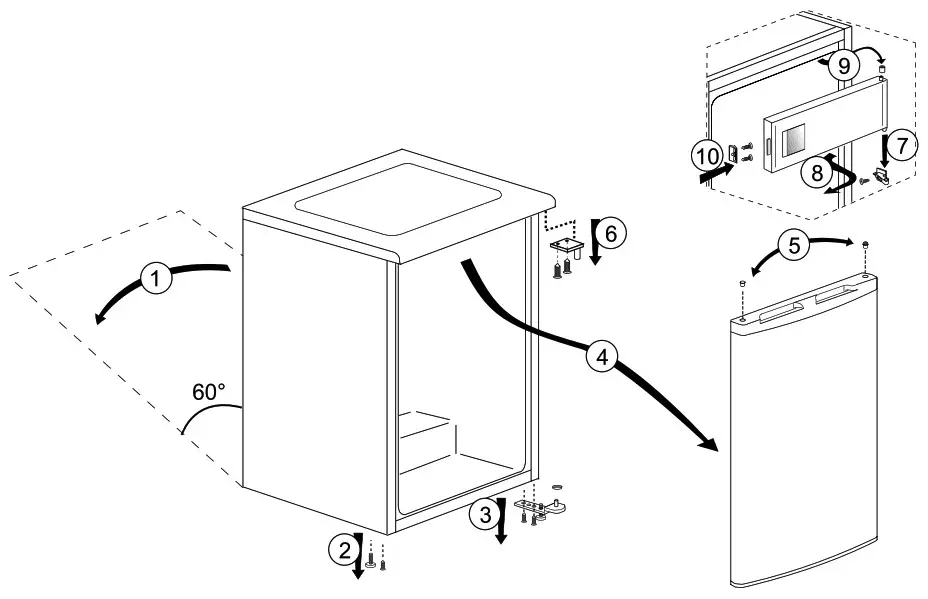 beko Refrigerator - REPOSITIONING THE DOOR 1