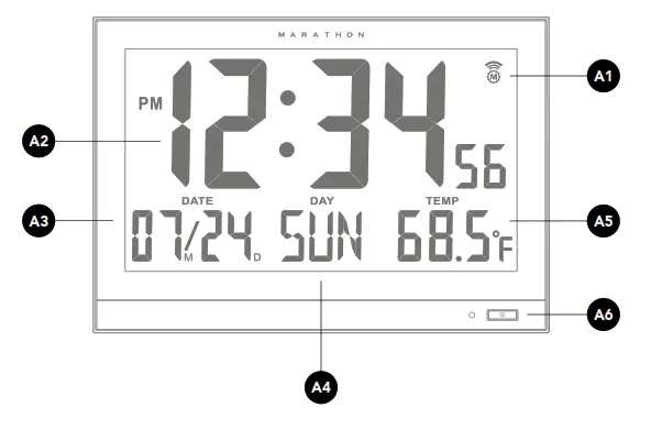 MARATHON CL030090 BK 00 NA Jumbo Atomic Clock with Auto Backlight - control