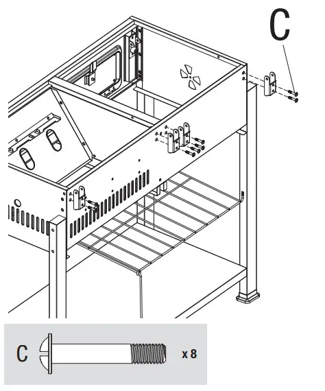 RevoAce Outdoor LP Gas Charcoal Barbecue - Attach Bottom Hinges