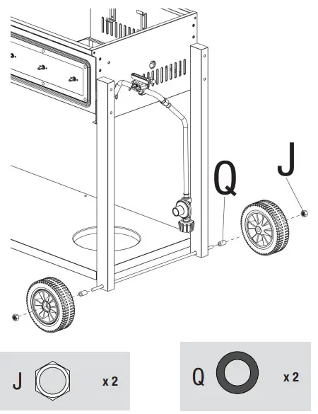 RevoAce Outdoor LP Gas Charcoal Barbecue - Attach Wheels