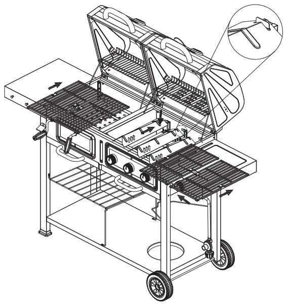 RevoAce Outdoor LP Gas Charcoal Barbecue - Cooking Grids