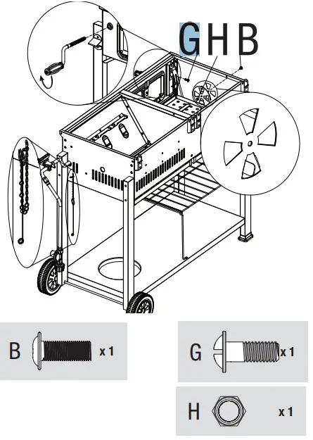 RevoAce Outdoor LP Gas Charcoal Barbecue - Lighting Rod