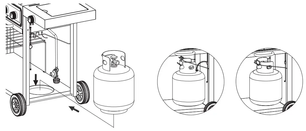 RevoAce Outdoor LP Gas Charcoal Barbecue - Securing LP Gas Tank