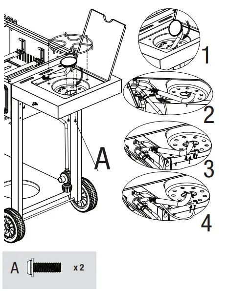 RevoAce Outdoor LP Gas Charcoal Barbecue - Side Burner