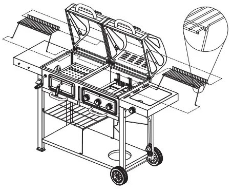 RevoAce Outdoor LP Gas Charcoal Barbecue - nsert Warming Racks
