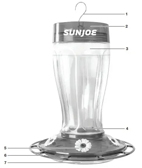 SUN JOE SJ-WBFG-RED Wild Humming Bird Buffet Glass Feeder - Fig