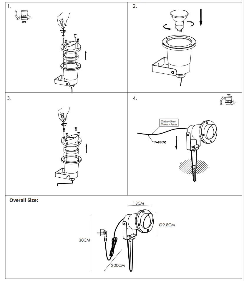 QAZQA 43622 Done Outdoor Spike Light-fig1