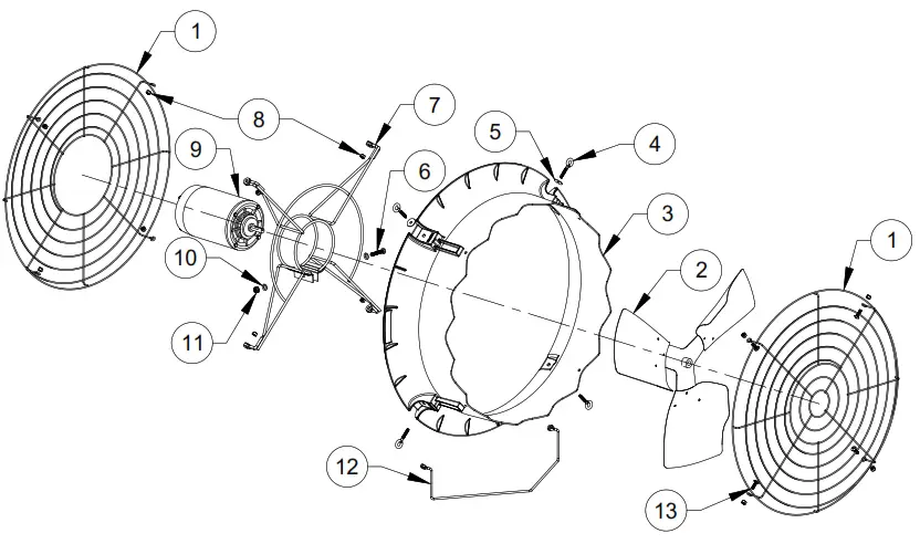 Munters CX24 Circulation Fan - Exploded View