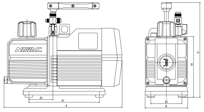 NAVAC NP4DP NP7DP Vacuum Pump -DIMENSION