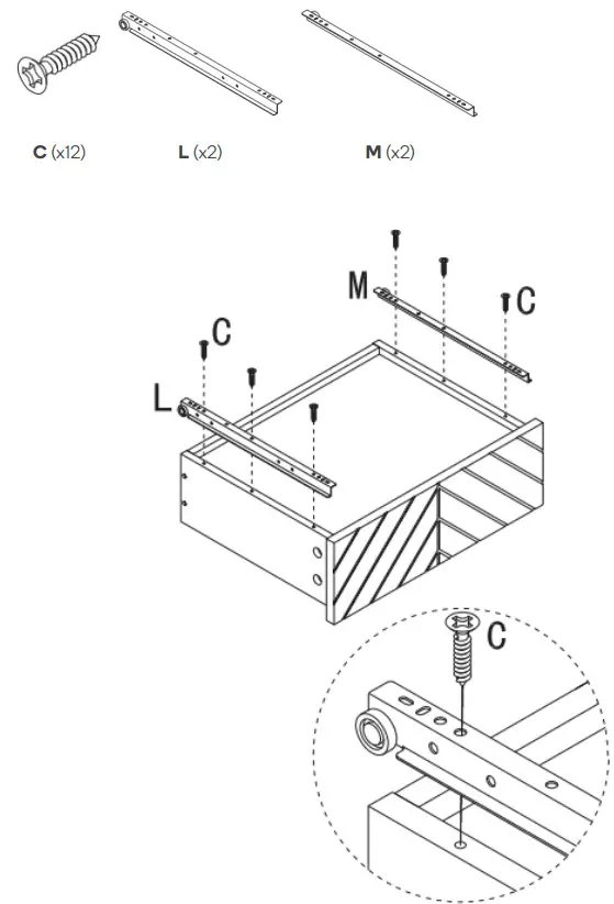 OVELA OVPIZ2DNWA Pizzola 2 Drawer Nightstand -Step 11