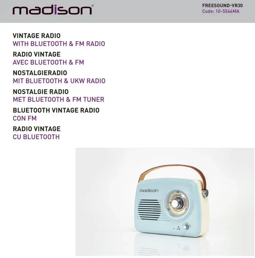 madison Rechargeable Vintage Radio User Manual