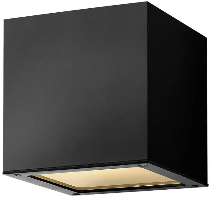 HINKLEY 1768 Satin Black Kube 8 Watt 6 Inch Tall Integrated LED Outdoor Wall Sconce