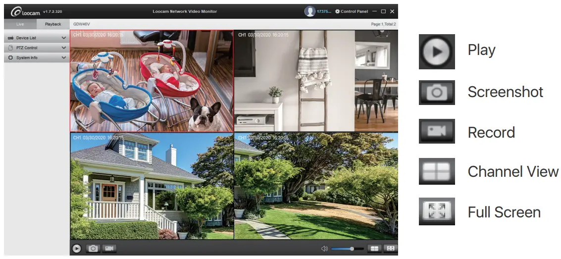 Loocam LN8W4B Wireless Security System - Live View and Control