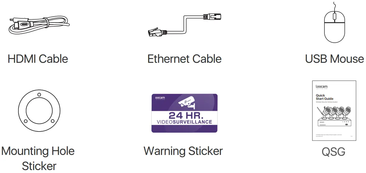 Loocam LN8W4B Wireless Security System - What's in the box 1