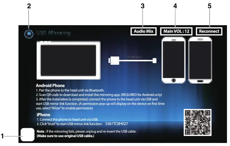 Dual DM70MIR 7 Touch Screen Display Multimedia Receiver - USB Screen Mirroring Operation