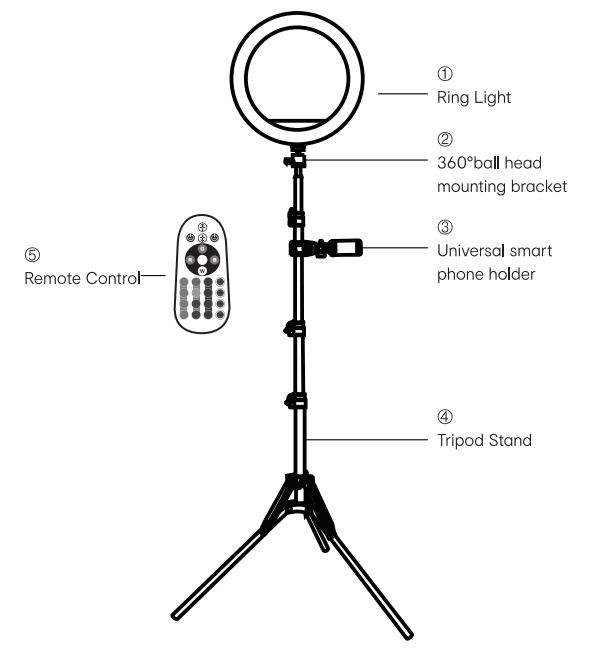 anko 43115044 10 Inch RGB Ring Light with Remote Control