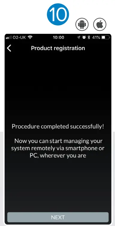 Product registration complete