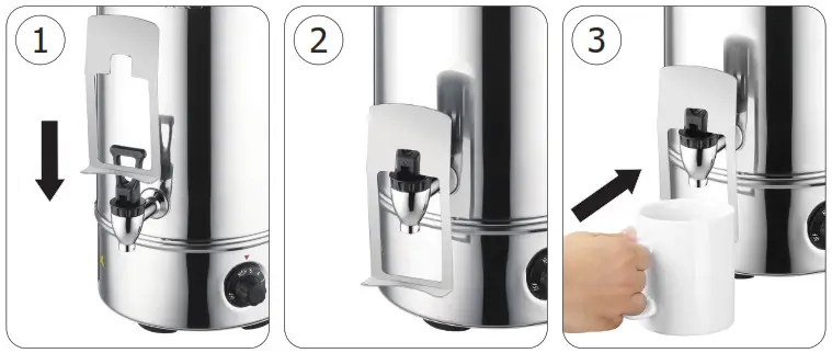 BUFFALO GL346 Manual Fill Water Boiler - Serving (using the hands free tap adapter)