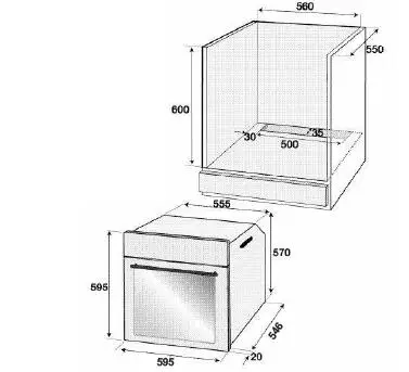 JOCEL JFE014511 Built-In Oven - distance