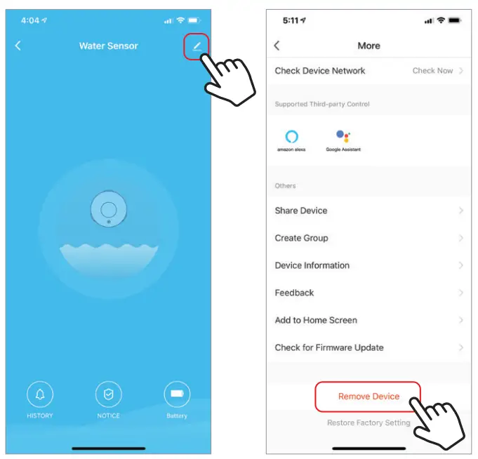 Brookstone Z52NAS Smart Water Sensor app